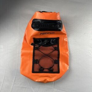PISCIFUN Waterproof Dry Bag Backpack Orange Rubber Fishing Excellent Condition